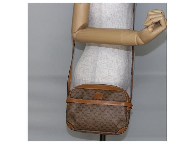 Gucci Borsa a Spalla Micro GG Supreme PVC Beige Oro 007 23 0017 Auth BA6745 D'oro - vista 23