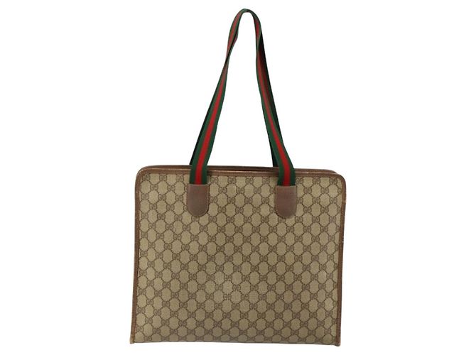 Borsa tote in PVC beige e rosso della linea Sherry GG Supreme di GUCCI 89 02 997 Auth am9191 - vista 2