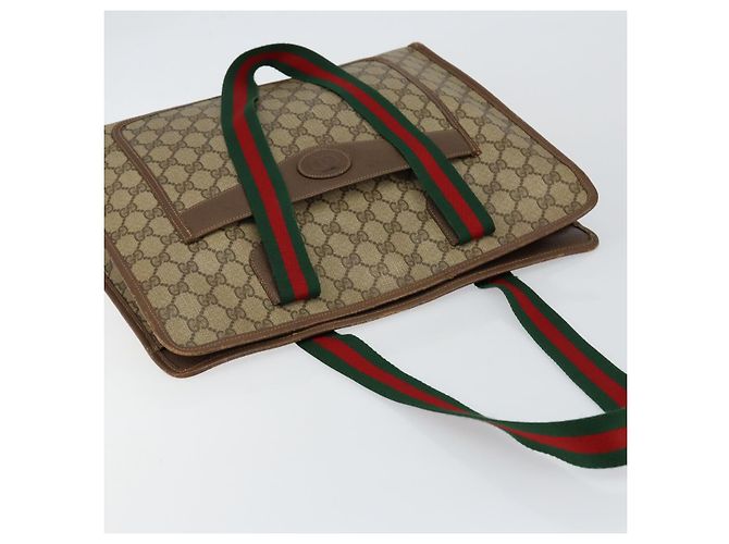 Borsa tote in PVC beige e rosso della linea Sherry GG Supreme di GUCCI 89 02 997 Auth am9191 - vista 6