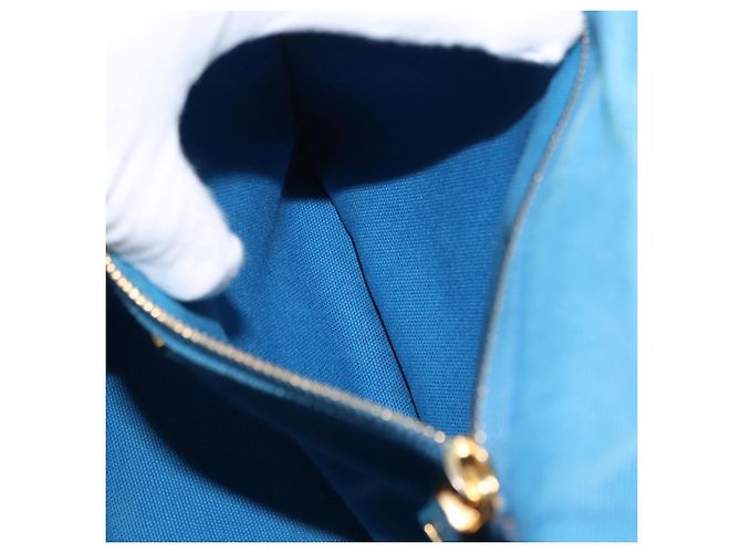 PRADA Borsa Canapa GM in tela blu oro Auth am9265 D'oro - vista 11