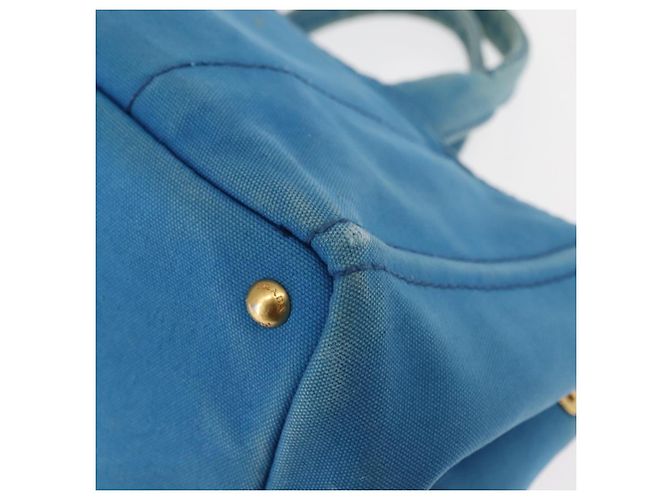 PRADA Borsa Canapa GM in tela blu oro Auth am9265 D'oro - vista 14