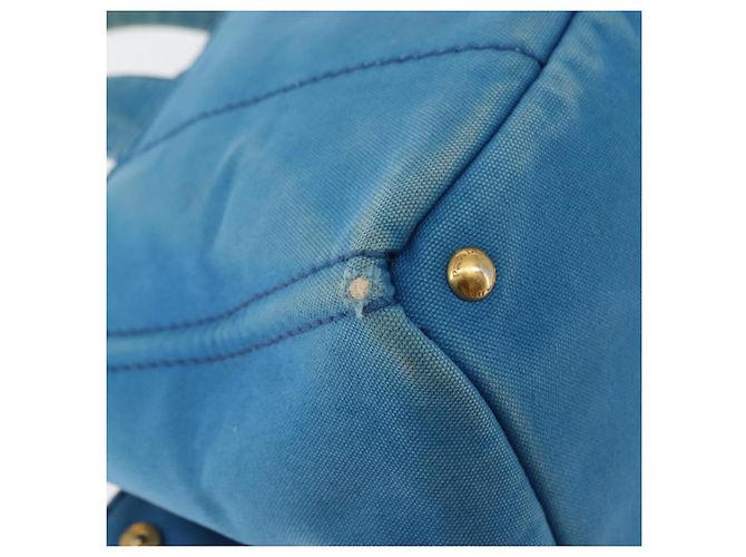 PRADA Borsa Canapa GM in tela blu oro Auth am9265 D'oro - vista 15