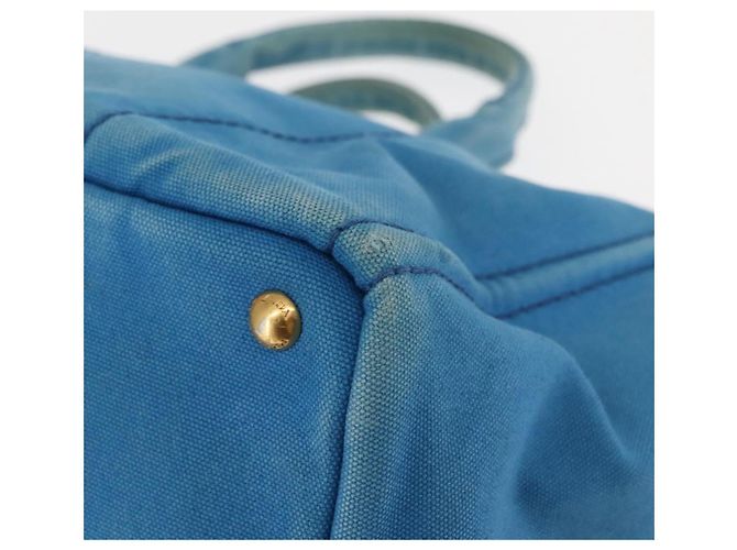 PRADA Borsa Canapa GM in tela blu oro Auth am9265 D'oro - vista 16