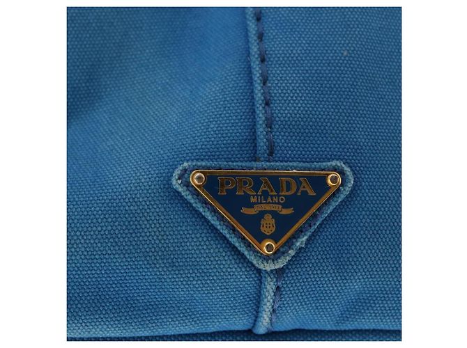 PRADA Borsa Canapa GM in tela blu oro Auth am9265 D'oro - vista 17