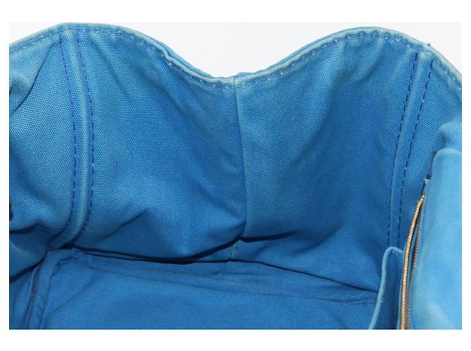 PRADA Borsa Canapa GM in tela blu oro Auth am9265 D'oro - vista 19