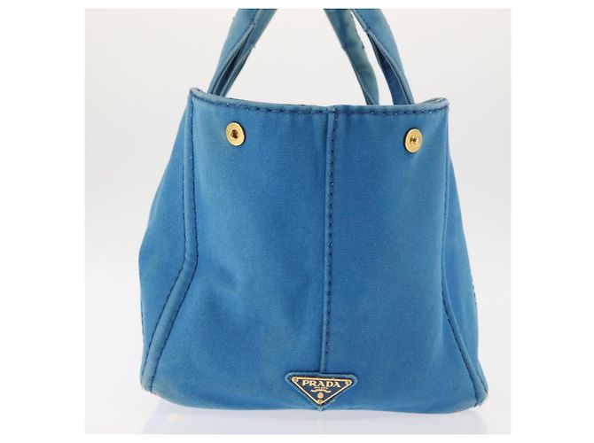PRADA Borsa Canapa GM in tela blu oro Auth am9265 D'oro - vista 4