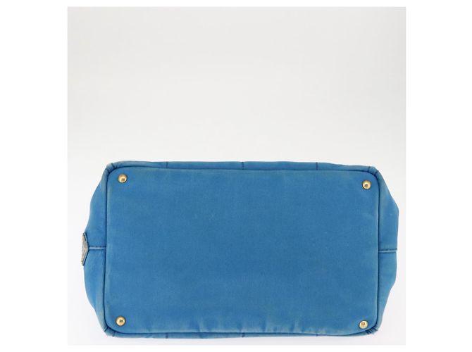 PRADA Borsa Canapa GM in tela blu oro Auth am9265 D'oro - vista 5
