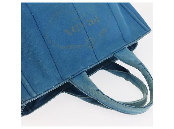 PRADA Borsa Canapa GM in tela blu oro Auth am9265 D'oro - vista 6