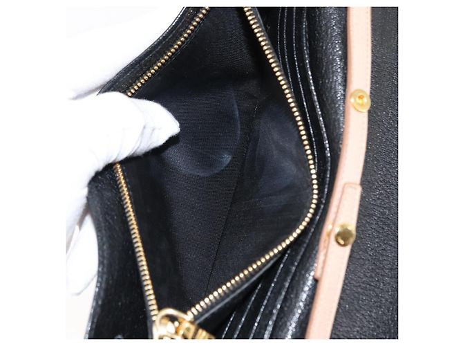 Miu Miu Portafoglio a Catena in Pelle Beige Nero Oro Auth bs29776 D'oro - vista 11