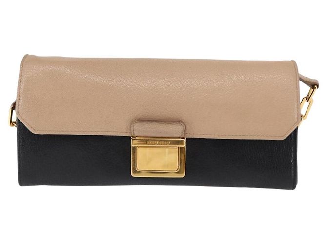Miu Miu Portafoglio a Catena in Pelle Beige Nero Oro Auth bs29776 D'oro - vista 13