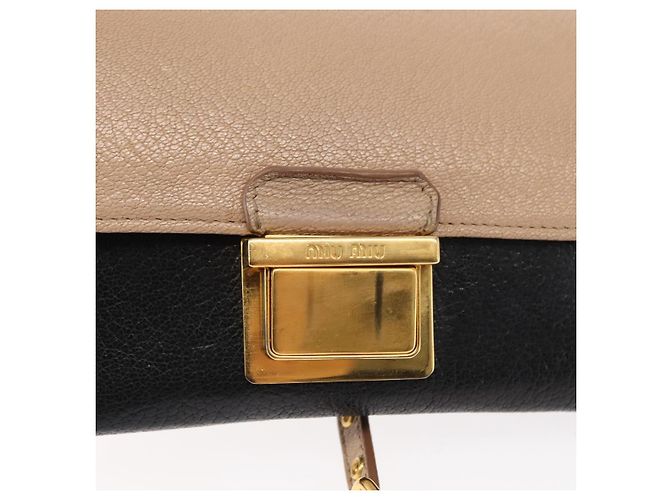 Miu Miu Portafoglio a Catena in Pelle Beige Nero Oro Auth bs29776 D'oro - vista 18