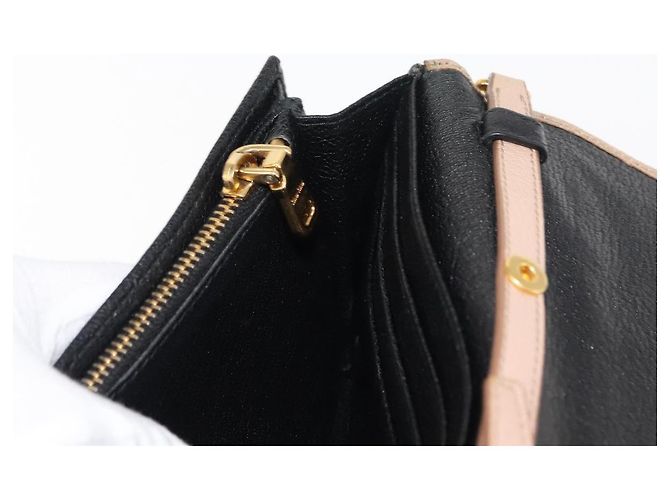 Miu Miu Portafoglio a Catena in Pelle Beige Nero Oro Auth bs29776 D'oro - vista 20