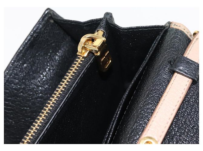 Miu Miu Portafoglio a Catena in Pelle Beige Nero Oro Auth bs29776 D'oro - vista 22