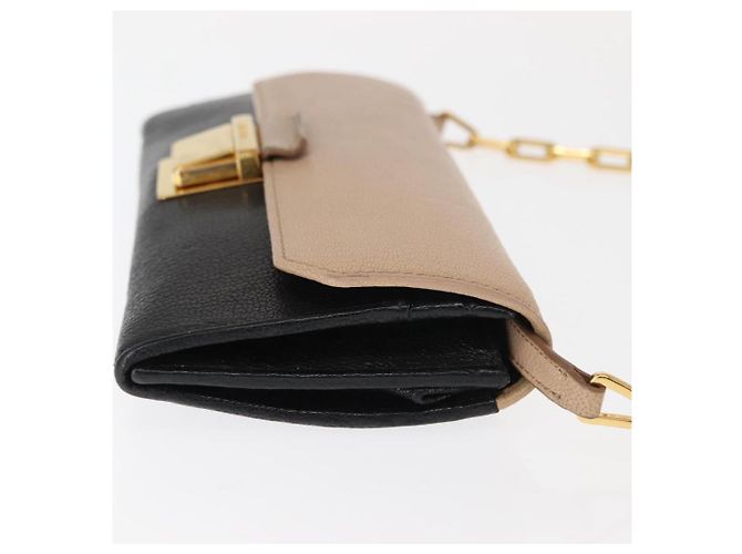 Miu Miu Portafoglio a Catena in Pelle Beige Nero Oro Auth bs29776 D'oro - vista 3
