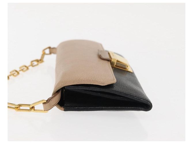 Miu Miu Portafoglio a Catena in Pelle Beige Nero Oro Auth bs29776 D'oro - vista 4