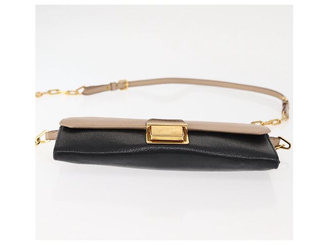 Miu Miu Portafoglio a Catena in Pelle Beige Nero Oro Auth bs29776 D'oro - vista 5
