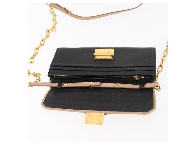 Miu Miu Portafoglio a Catena in Pelle Beige Nero Oro Auth bs29776 D'oro - vista 9