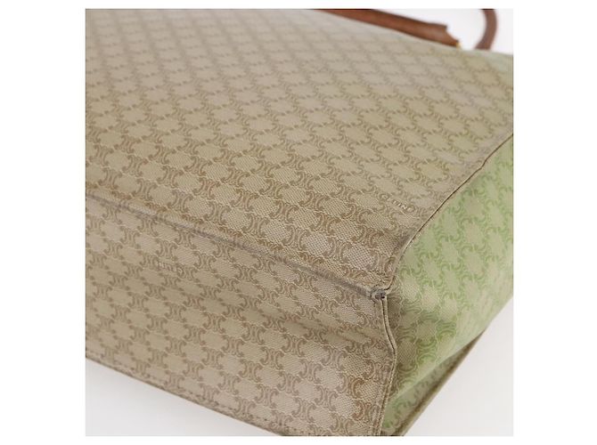 Céline Bolsa de mão em lona Macadam CELINE em couro PVC bege dourado Auth hk3111 - vista 15