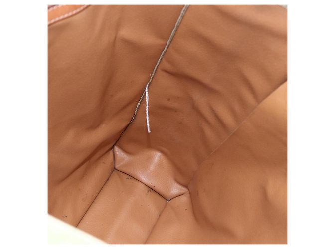 Céline Bolsa de mão em lona Macadam CELINE em couro PVC bege dourado Auth hk3111 - vista 19