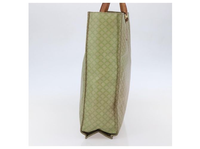 Céline Bolsa de mão em lona Macadam CELINE em couro PVC bege dourado Auth hk3111 - vista 4