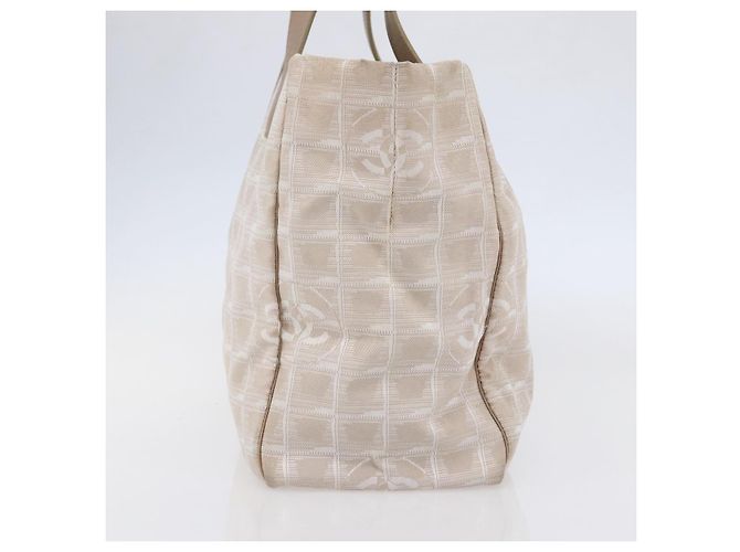 CHANEL Nuova linea di viaggio Borsa Tote in Nylon Beige CC Auth th6420 - vista 4