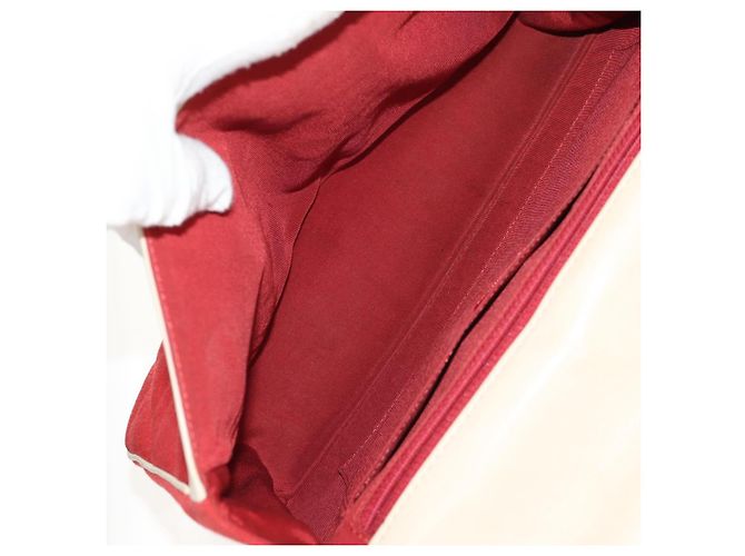 CHANEL V Stitch Flap Borsa a Spalla con Catena Cotone Rosso Argento CC Auth bs29952V - vista 11