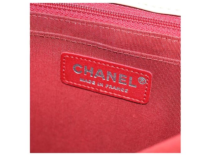 CHANEL V Stitch Flap Borsa a Spalla con Catena Cotone Rosso Argento CC Auth bs29952V - vista 23