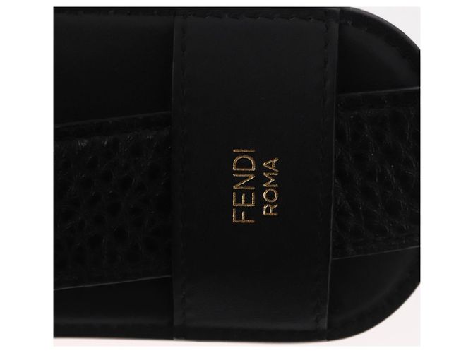 FENDI Monster Studs Tracolla in Pelle 31,5""-39,4"" Nero Oro Auth am9364 D'oro - vista 10