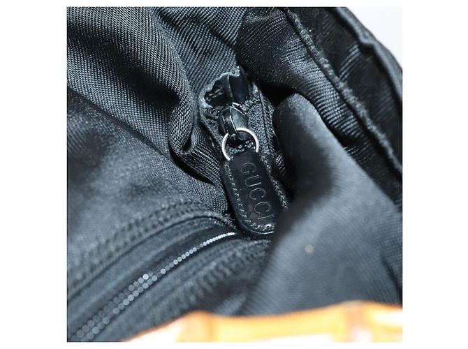 Borsa Tote in Nylon Nero Argento GUCCI Bamboo 002 2052 0412 5 Auth ep10866 - vista 10