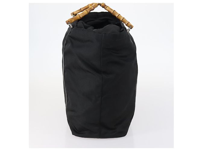 Borsa Tote in Nylon Nero Argento GUCCI Bamboo 002 2052 0412 5 Auth ep10866 - vista 4
