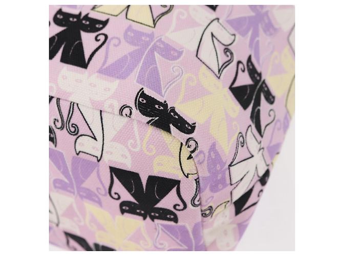 Bolsa de drawstring Miu Miu Madras Cat en lona rosa plateada Auth bs30224 Plata - vista 16