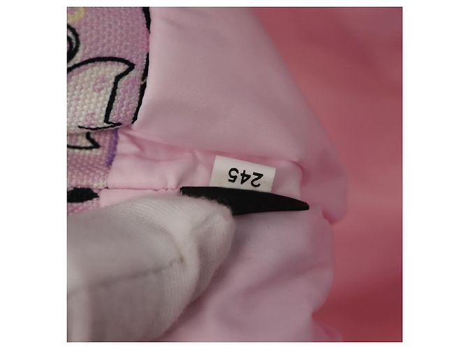 Bolsa de drawstring Miu Miu Madras Cat en lona rosa plateada Auth bs30224 Plata - vista 19
