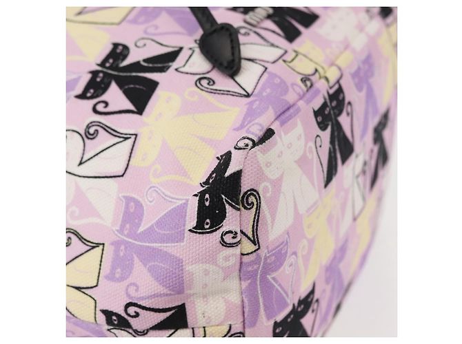 Bolsa de drawstring Miu Miu Madras Cat en lona rosa plateada Auth bs30224 Plata - vista 7