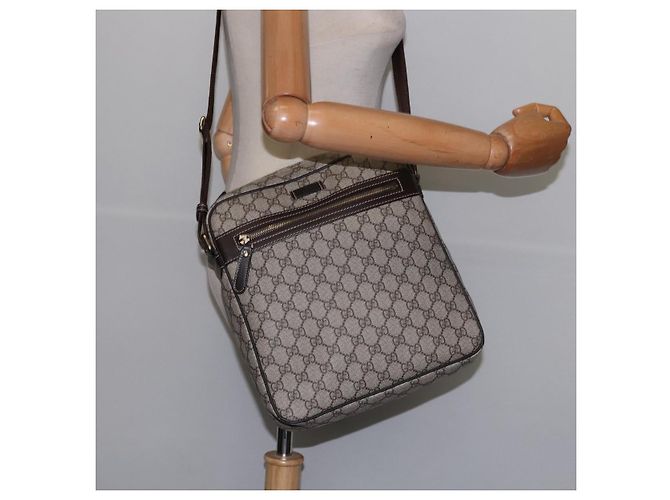 Gucci Borsa a spalla GG Supreme PVC Beige Oro 201448 Auth ep11234 D'oro - vista 21