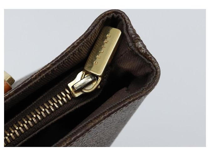 Céline Borsa tote in tela Macadam CELINE in pelle PVC marrone oro Auth 146613 D'oro - vista 10