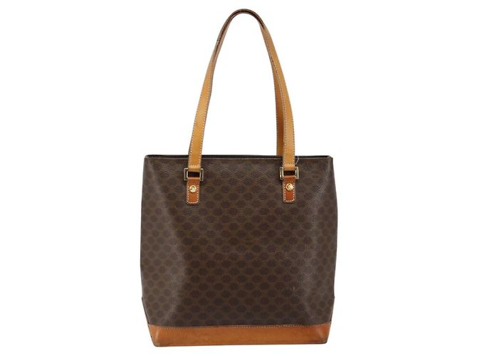 Céline Borsa tote in tela Macadam CELINE in pelle PVC marrone oro Auth 146613 D'oro - vista 2