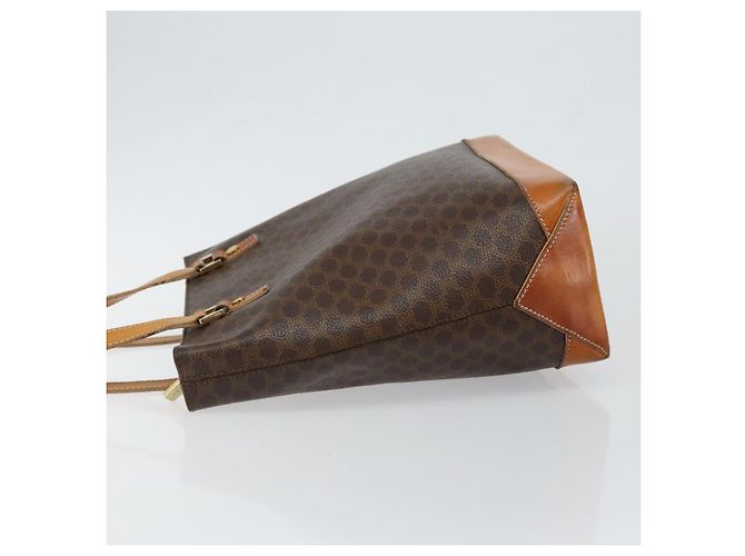 Céline Borsa tote in tela Macadam CELINE in pelle PVC marrone oro Auth 146613 D'oro - vista 4