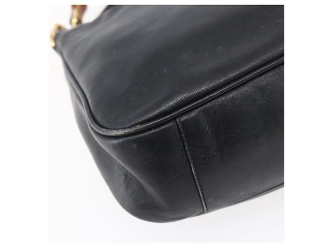 Borsa a Spalla in Pelle Gucci Bamboo 2way Nera Oro 001 3444 1638 Auth 148001 Nero D'oro - vista 18