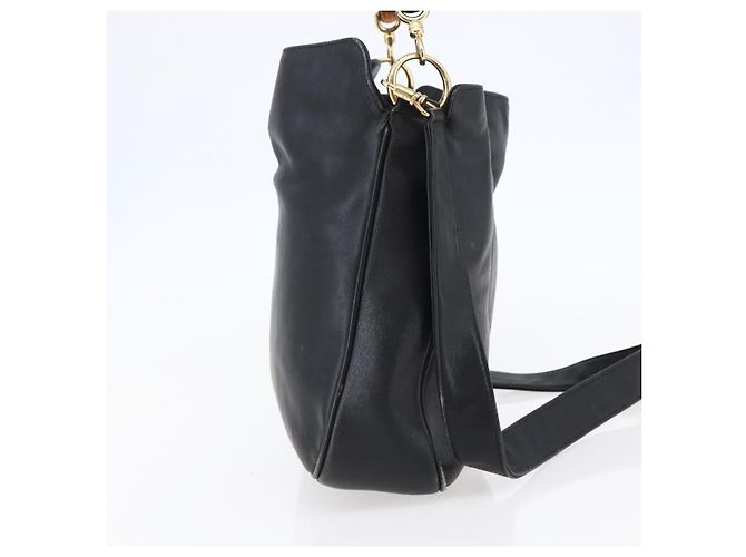 Borsa a Spalla in Pelle Gucci Bamboo 2way Nera Oro 001 3444 1638 Auth 148001 Nero D'oro - vista 3