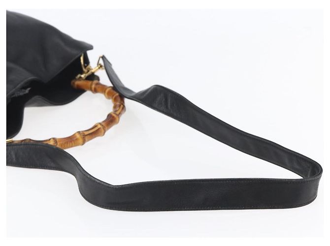 Borsa a Spalla in Pelle Gucci Bamboo 2way Nera Oro 001 3444 1638 Auth 148001 Nero D'oro - vista 8