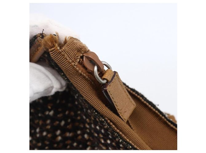 PRADA Borsa a Mano Tweed Beige Argento Auth bs30129 - vista 10