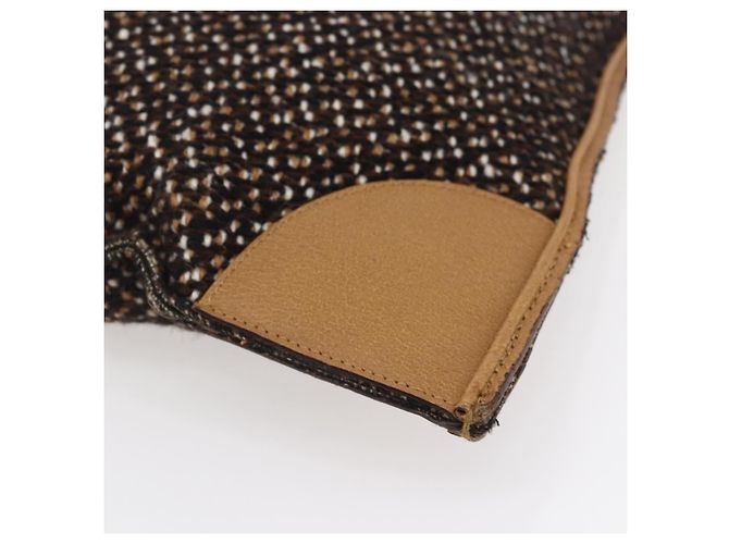 PRADA Borsa a Mano Tweed Beige Argento Auth bs30129 - vista 15