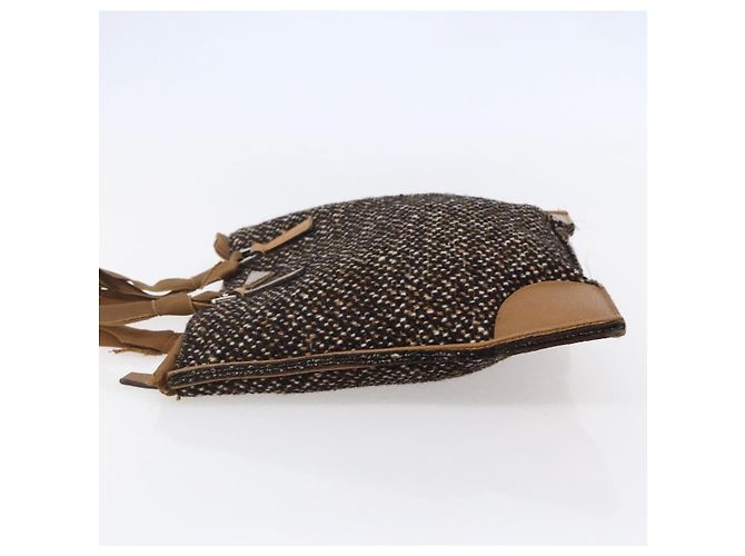 PRADA Borsa a Mano Tweed Beige Argento Auth bs30129 - vista 3