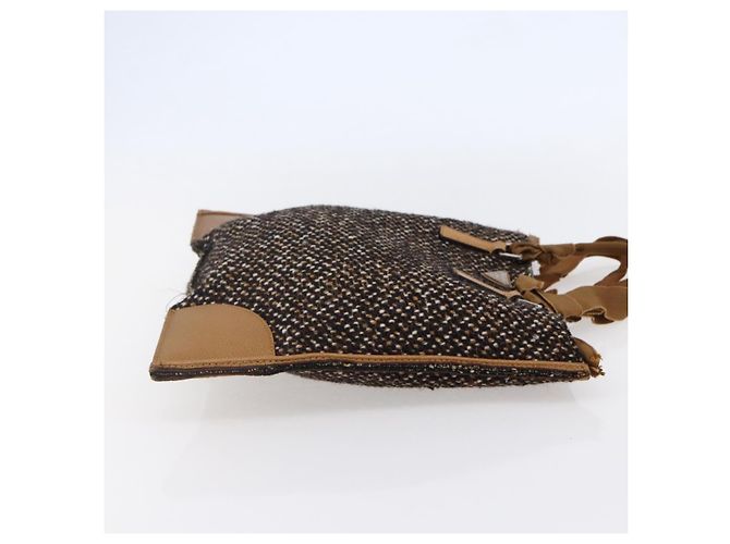 PRADA Borsa a Mano Tweed Beige Argento Auth bs30129 - vista 4