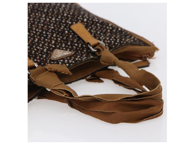PRADA Borsa a Mano Tweed Beige Argento Auth bs30129 - vista 7