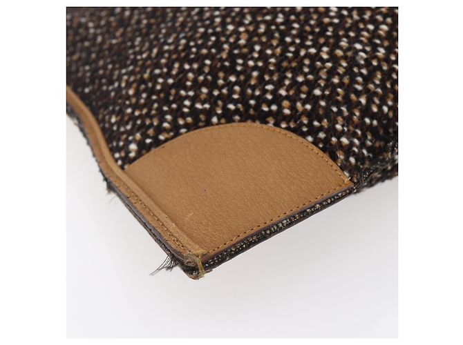 PRADA Borsa a Mano Tweed Beige Argento Auth bs30129 - vista 8