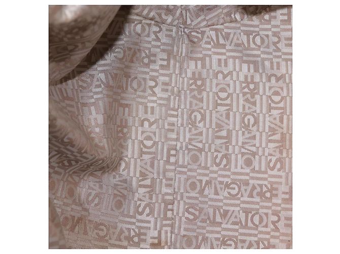 Borsa Tote Gancini Marissa in pelle beige e argento di Salvatore Ferragamo Auth bs30081 - vista 10