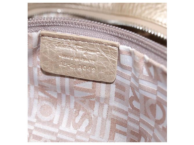 Borsa Tote Gancini Marissa in pelle beige e argento di Salvatore Ferragamo Auth bs30081 - vista 12