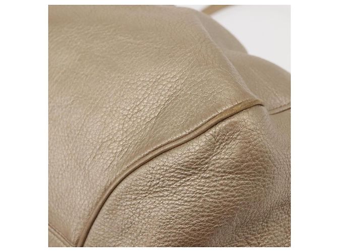 Borsa Tote Gancini Marissa in pelle beige e argento di Salvatore Ferragamo Auth bs30081 - vista 15