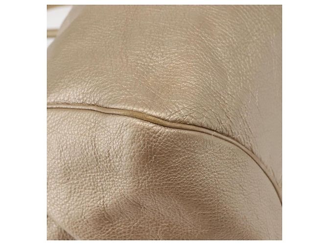 Borsa Tote Gancini Marissa in pelle beige e argento di Salvatore Ferragamo Auth bs30081 - vista 16